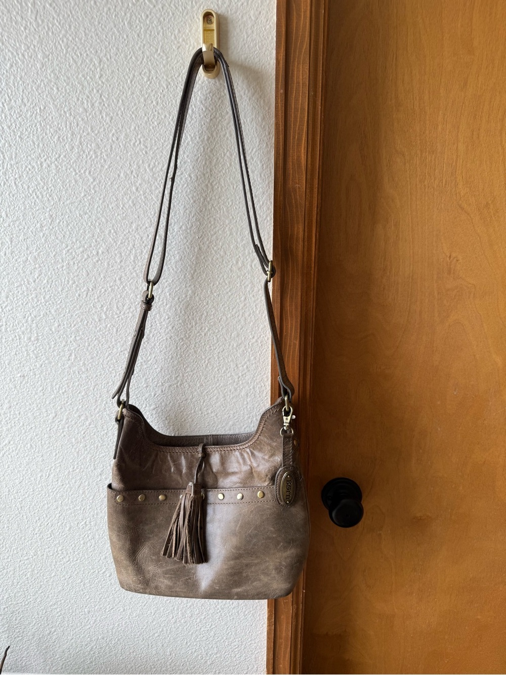 Børn Brown Leather Tassel Crossbody Bag